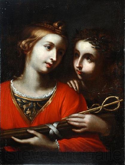Simone Pignoni Dos mujeres con caduceo y fasces Spain oil painting art